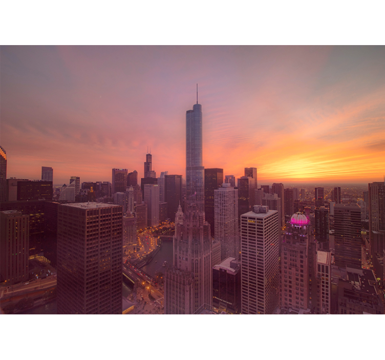 Fototapeta pro město a zemi chicago západ slunce - TenStickers