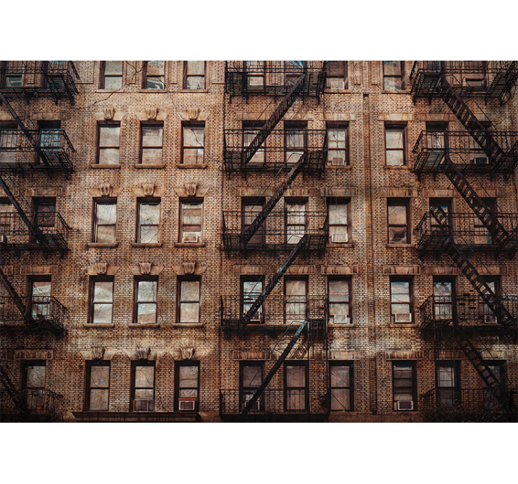 Městská cihlová fasáda Fototapeta pro město a zemi - TenStickers