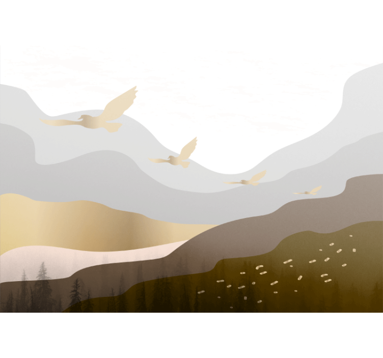 Příroda fototapeta siluety létajících ptáků - TenStickers