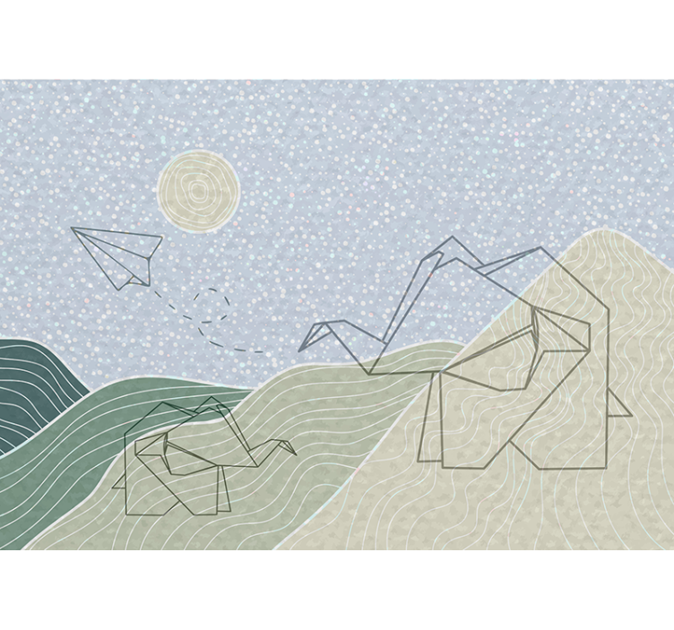 Design slonů japandi Dětská ložnice fototapeta - TenStickers