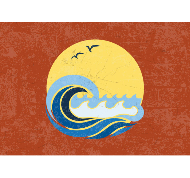 Scéna s vlnami při západu slunce Moře fototapeta - TenStickers