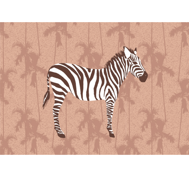 Zebra a palmy hnědá fototapeta - TenStickers