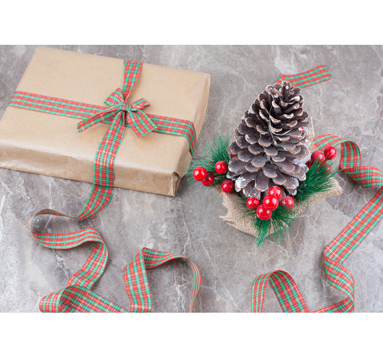 Slavnostní aranžmá z borových šišek Vánoční fototapeta - TenStickers