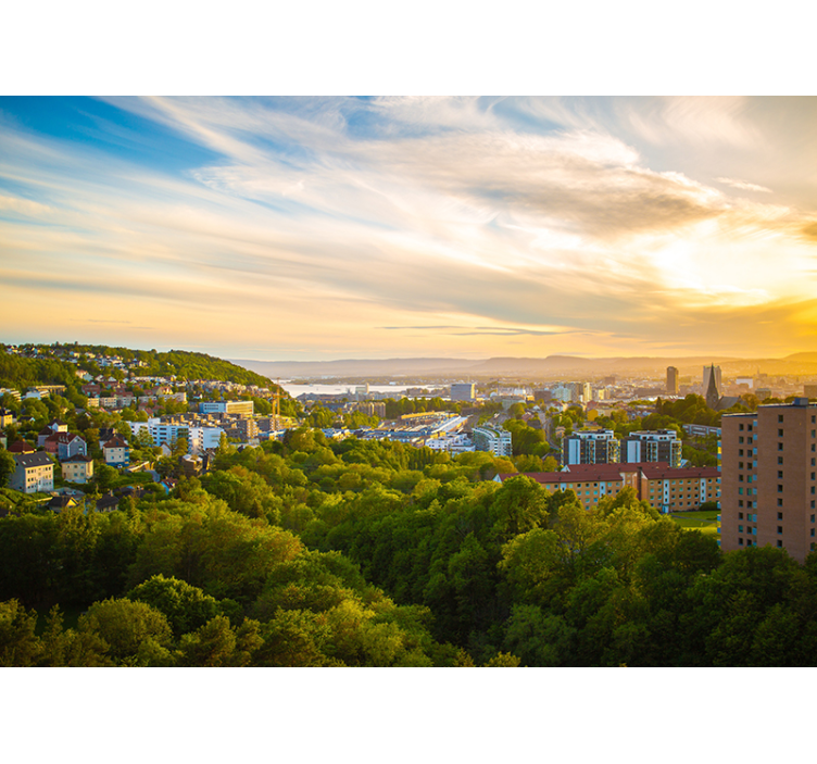 Pohled na městskou krajinu Fototapeta pro město a zemi - TenStickers