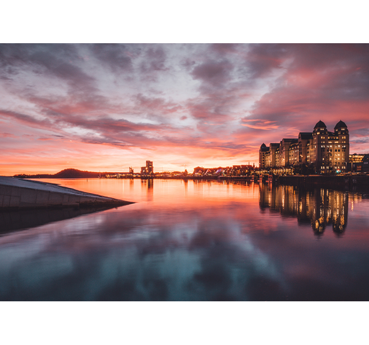 Fototapeta pro město a zemi odraz městského západu slunce - TenStickers