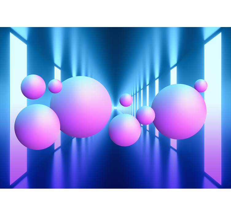 Abstraktní fototapeta iluze plovoucích sfér - TenStickers