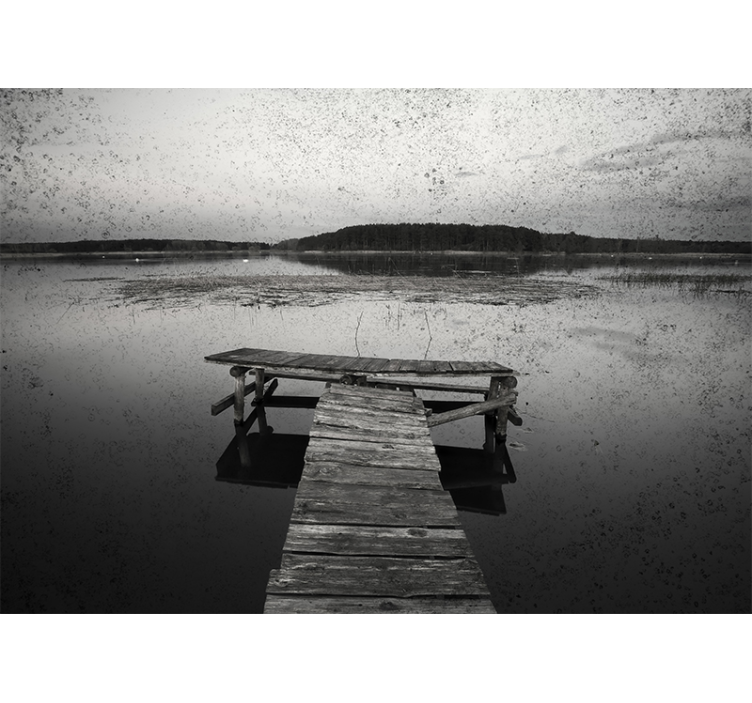 černá a bílá starý dřevěný most 3d fototapeta - TenStickers