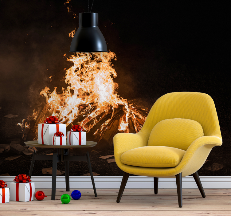 Abstraktní fototapeta plameny ohně v noci - TenStickers