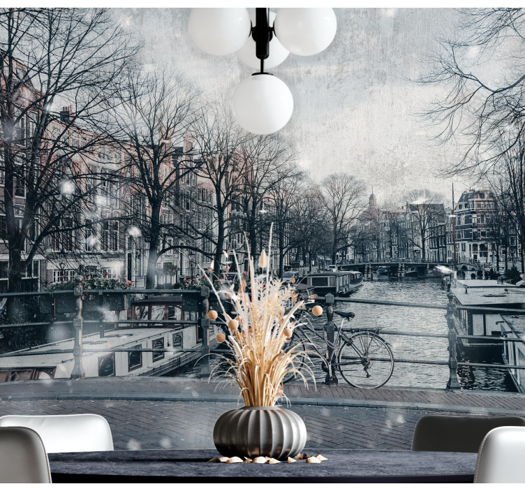 Amsterdam fototapeta scéna odrazu kanálu - TenStickers