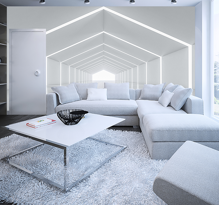 Bílý tunel 3d fototapeta - TenStickers