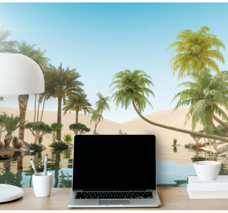 Bujná oázová krajina Pouštní fototapeta - TenStickers