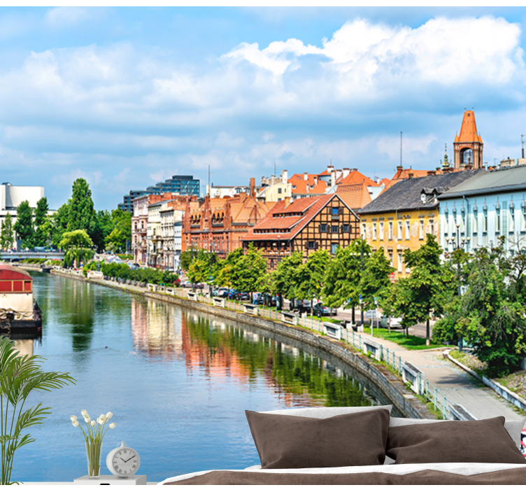 Bydgoszcz řeka silnice fototapeta - TenStickers