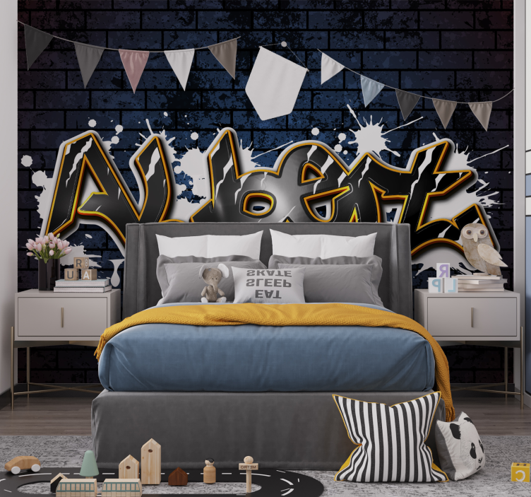 Cihlová zeď se jménem Fototapeta teenager pokoj - TenStickers