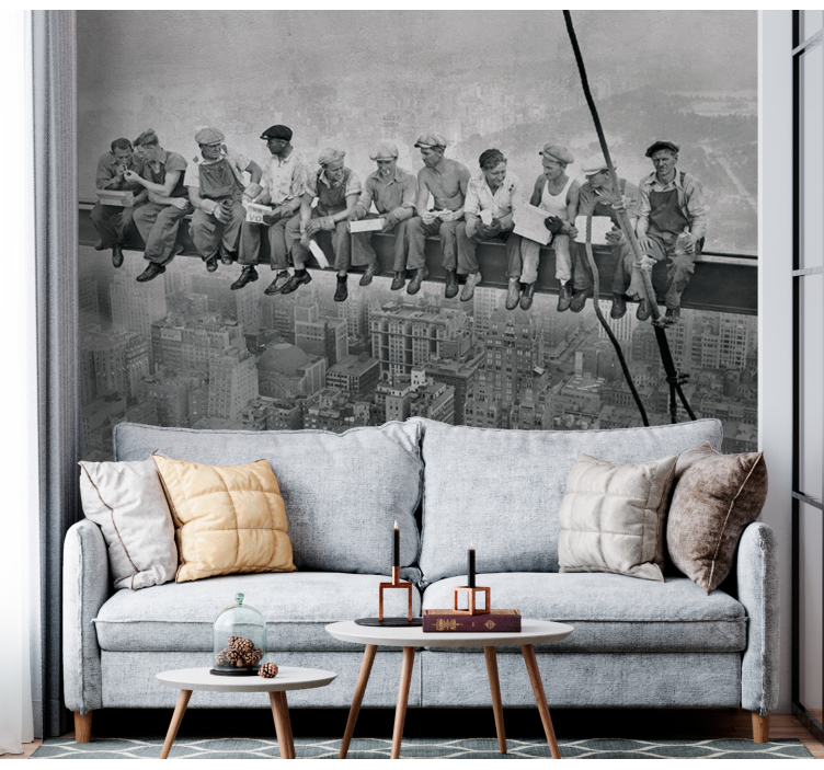 Dělníci na trámu Fototapeta lidí - TenStickers