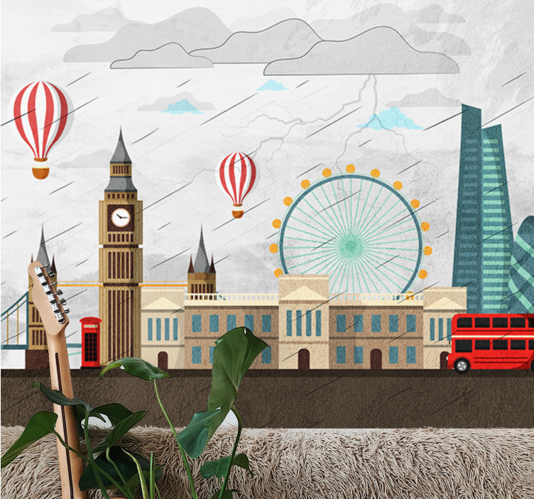 Deštivý london city ilustrační fototapeta - TenStickers