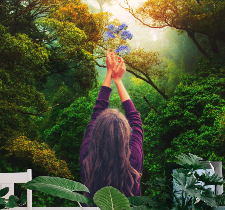 Fototapeta fialová dívka a les klasického umění - TenStickers