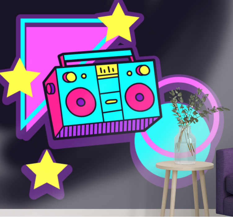 Fototapeta hudba retro boombox prvky - TenStickers