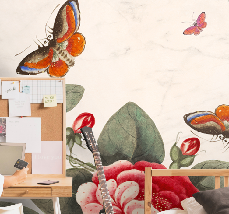 Fototapeta květiny poletující hmyz a květy - TenStickers