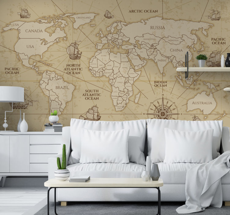 Fototapeta retro worldmap sépie - TenStickers