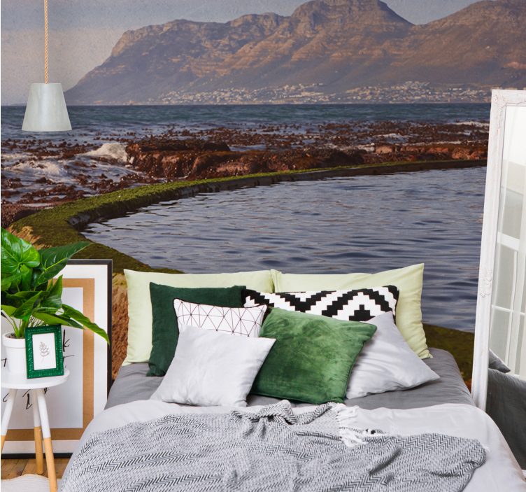 Fototapeta s výhledem na hory s oblohou bazénu - TenStickers