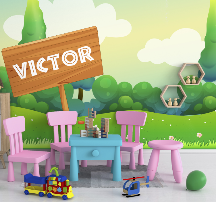 Hravá zelená krajina Dětská ložnice fototapeta - TenStickers