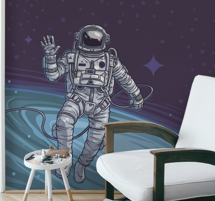 Ilustrace kosmonaut obývací pokoj fototapeta - TenStickers