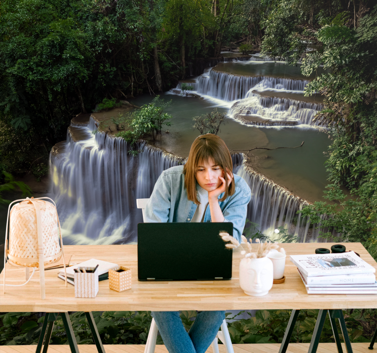 Klidné vodopádové útočiště Příroda fototapeta - TenStickers