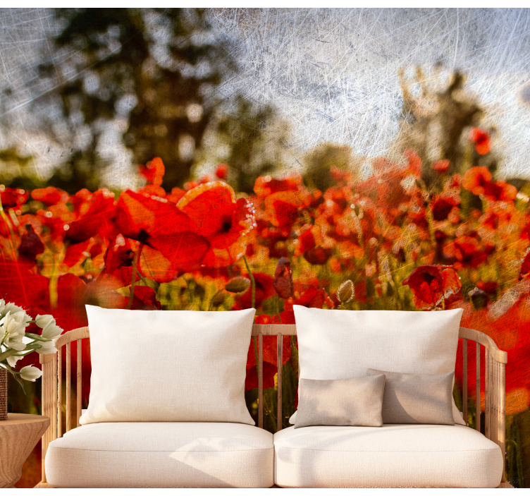 Maková fototapeta kvetoucí makové pole - TenStickers