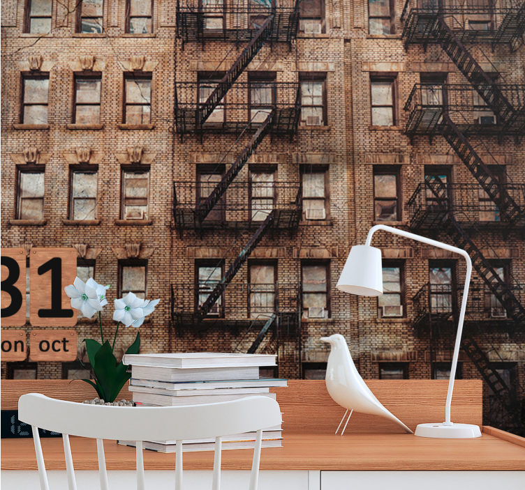 Městská cihlová fasáda Fototapeta pro město a zemi - TenStickers