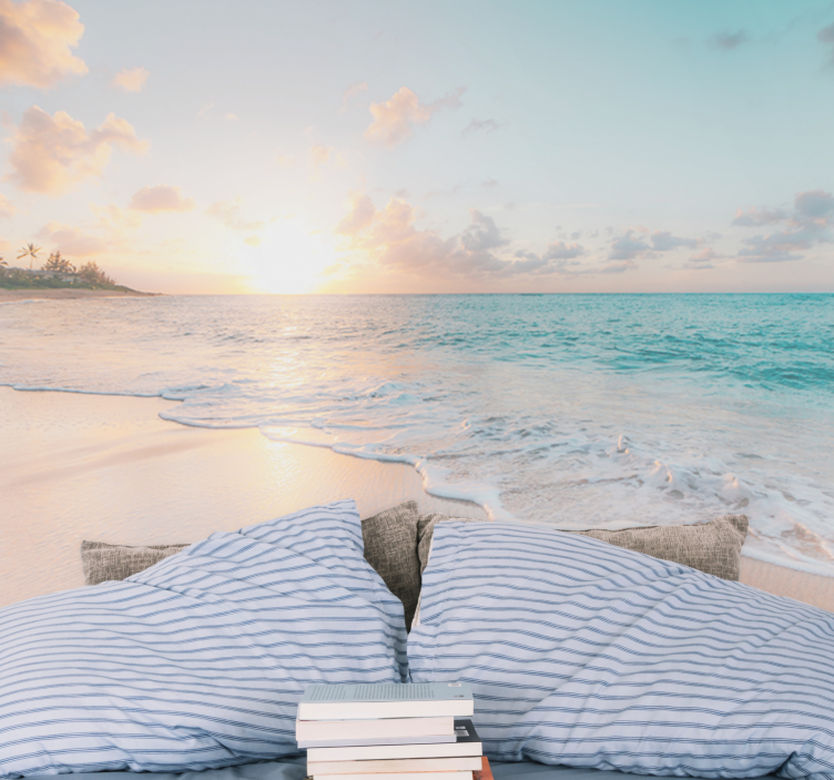 Moře fototapeta západ slunce na pláži - TenStickers