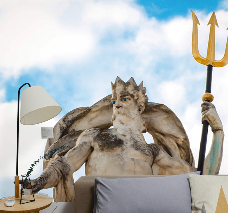 Fototapeta muž držící trojzubec socha umění - TenStickers