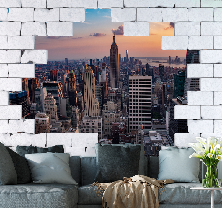 New york fototapeta západ slunce nad panoramatem - TenStickers