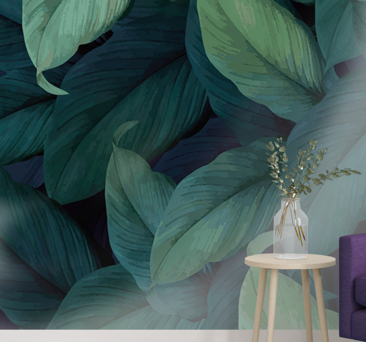 Fototapeta obrovské zelené listy s hlubokým vzorem - TenStickers