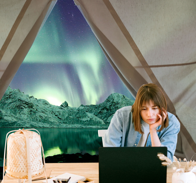 Pohled na polární záři Fototapeta - TenStickers