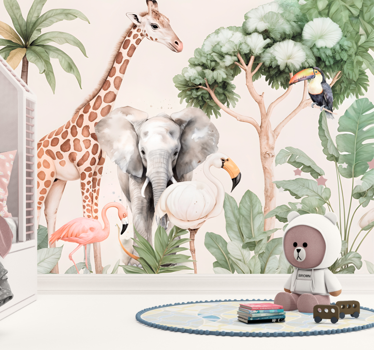 Savanová krajina Fototapeta zvířata - TenStickers