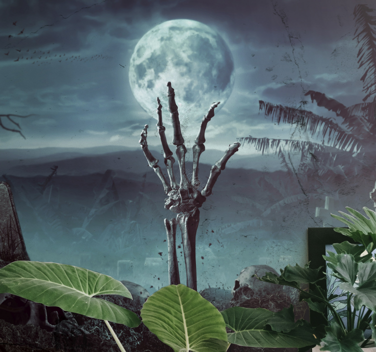 úplněk na hřbitově halloween fototapeta - TenStickers