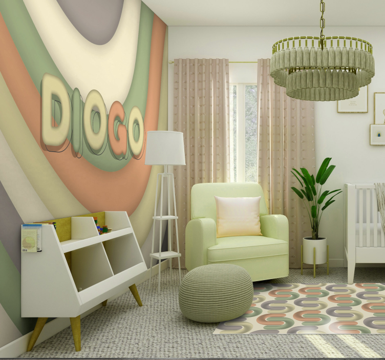 Zakřivené pruhy s názvem Dětská ložnice fototapeta - TenStickers