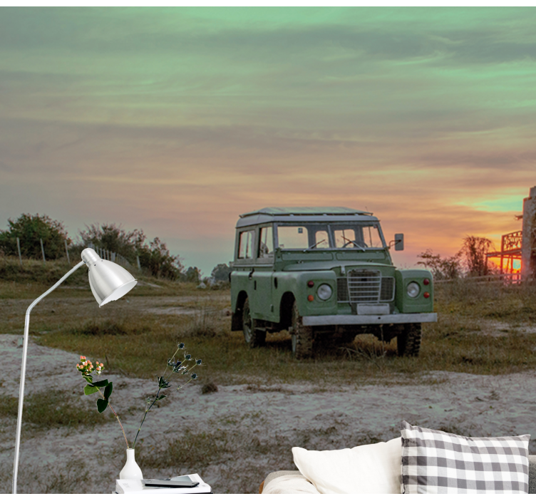 Zelené klasické auto Fototapeta vozidel - TenStickers