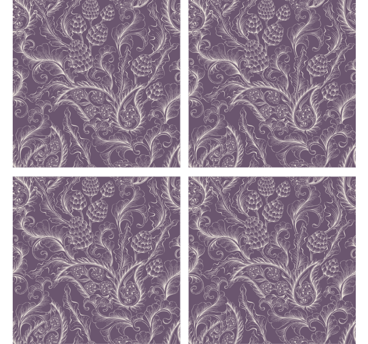 Efekt textury podtácků s elegantním botanickým motivem - TenStickers