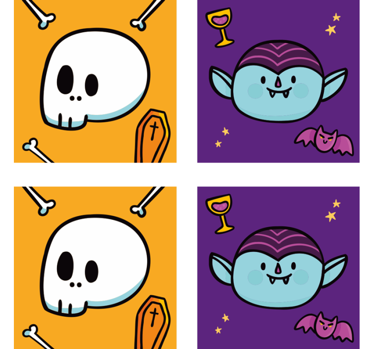 Halloweenský podtácek s veselými lebkami a upíry - TenStickers