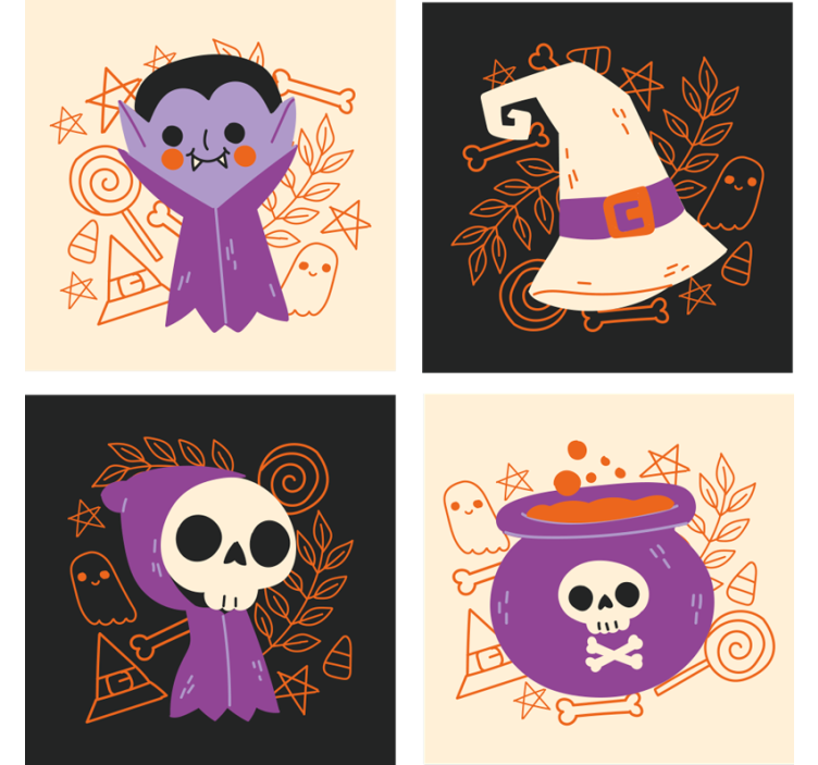 Roztomilé halloweenské příšery pijípodtácek - TenStickers