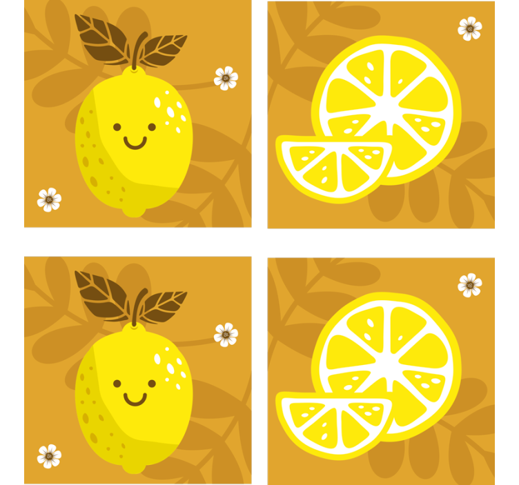 Kreslený citrony citrusová dráha - TenStickers