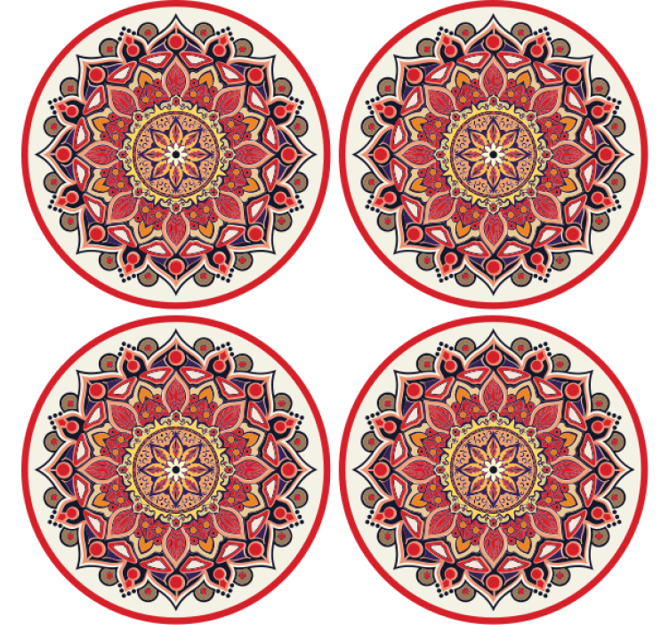 červené tóny mandala paisley tácky - TenStickers