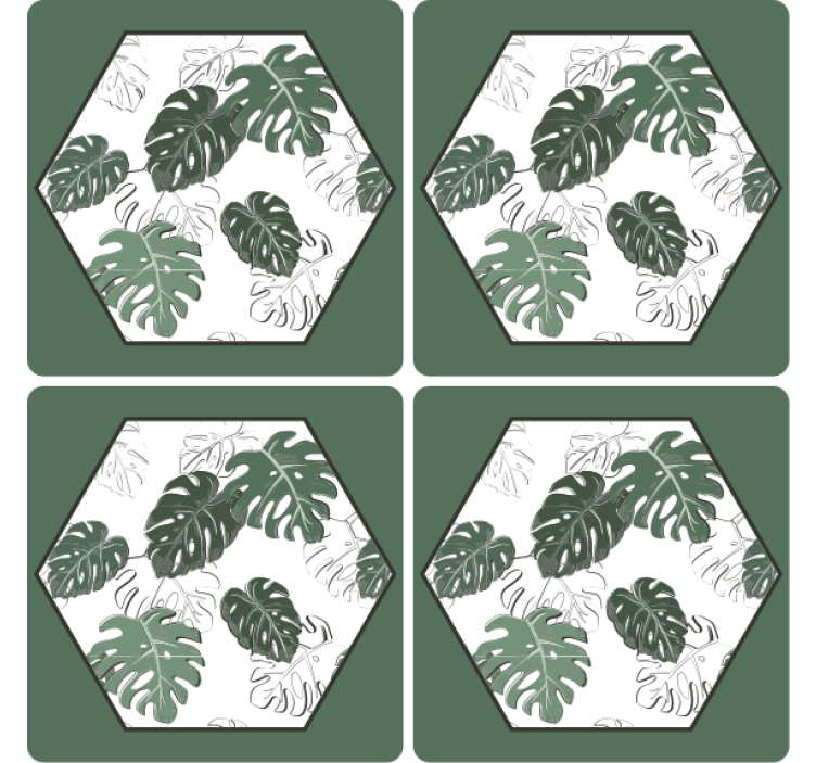 Hexagon monstera více tácků - TenStickers