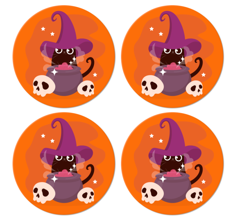 Kočka čarodějnice klobouk ilustrace halloween dráha - TenStickers