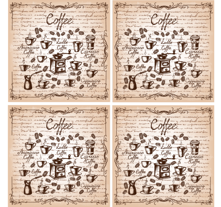 Přizpůsobitelný podtácek s ilustracemi kávových typů - TenStickers