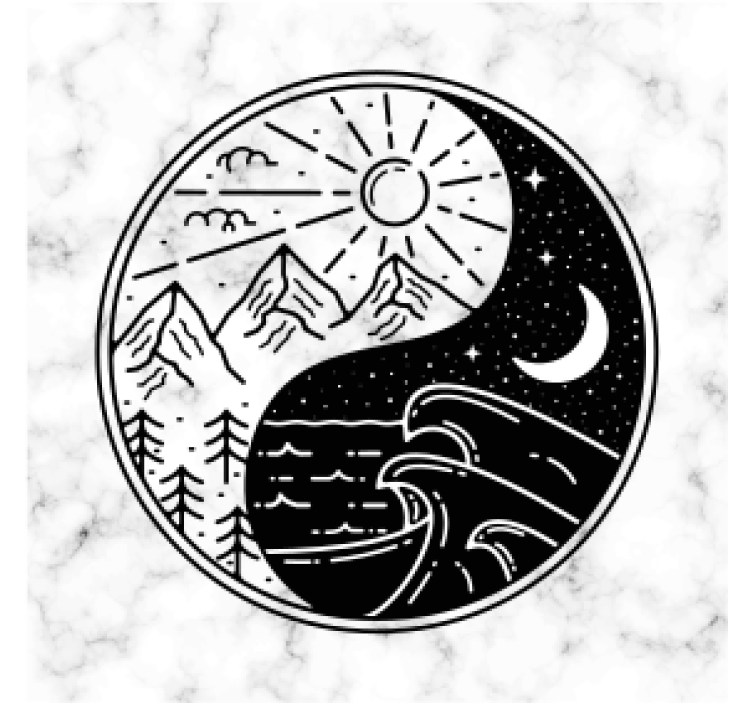 Blázen podtácek hory a vlny kontrast - TenStickers