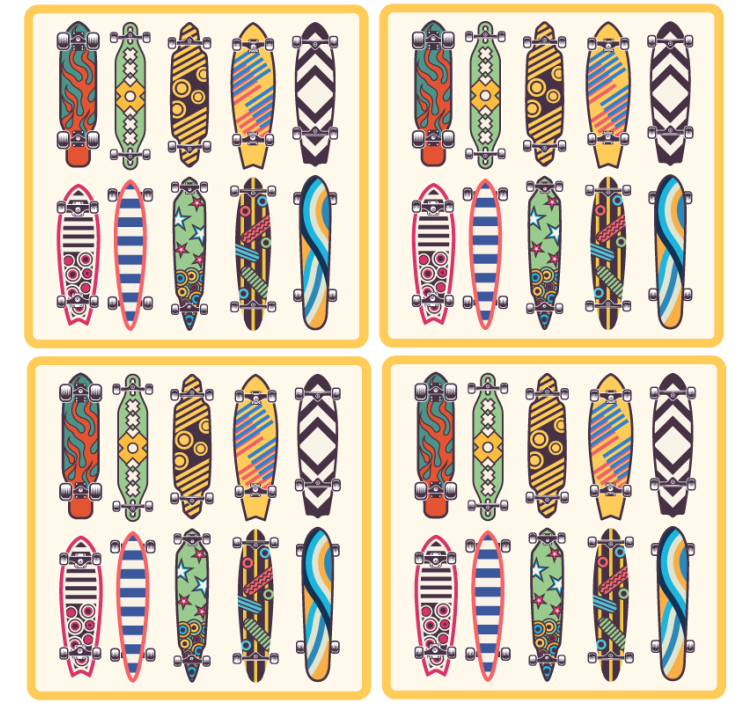 Blázen podtácek s barevnými vzory skateboardů - TenStickers