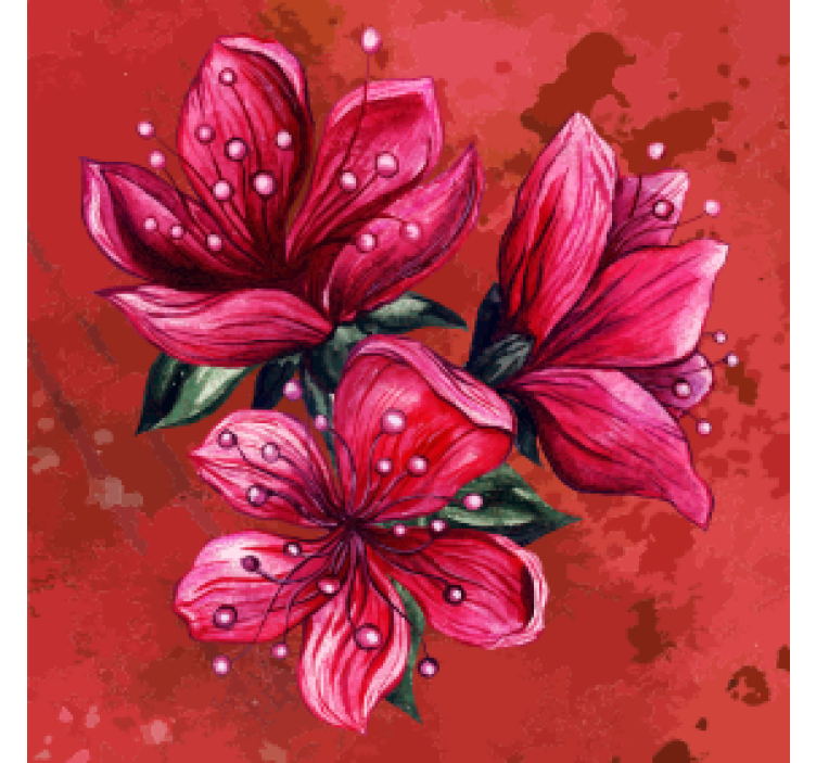 červené tažené květiny moderní vinylový nápojpodtácek - TenStickers