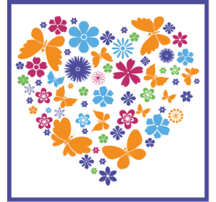 Moderní podtácek s květinovým srdcem - TenStickers